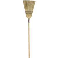 Item 623855c, Janitor broom has 100% hurl corn bristles for sweeping fine particles.